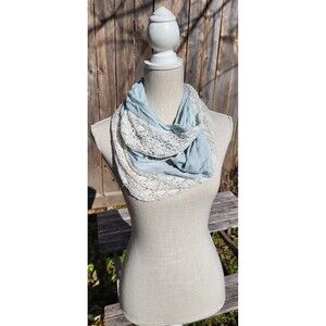 Infinity Scarf pale light blue with crochet edging BNWT